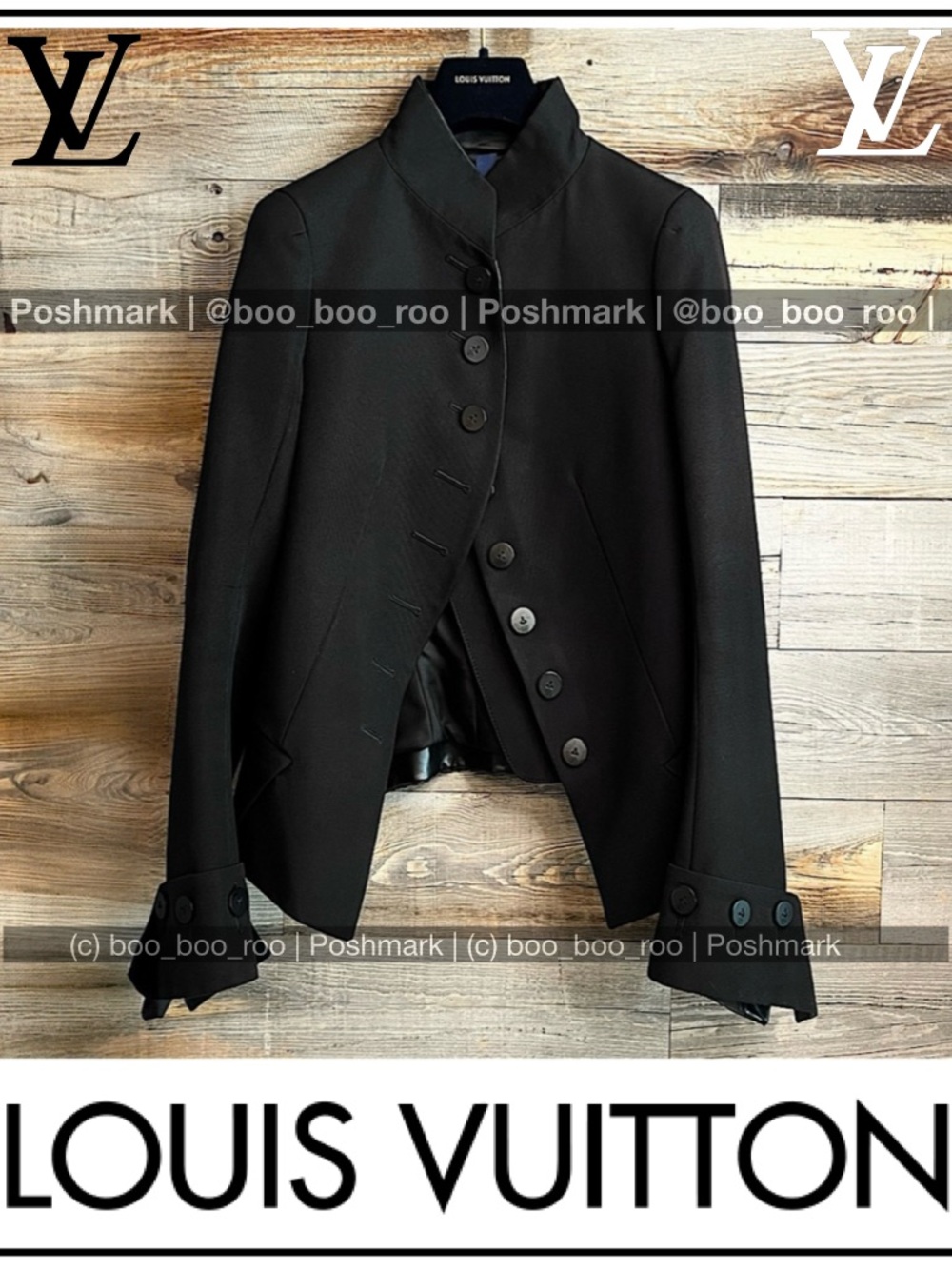 LOUIS VUITTON Ready-to-Wear Black Military Vegan Leather Jacket, 💯AUTHENTIC - Picture 1 of 16